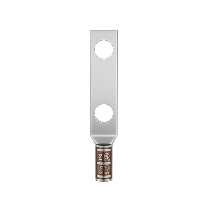 35 LT__ (2) Copper Tube Crimping Lugs Two Hole Long Barrel - Image 1
